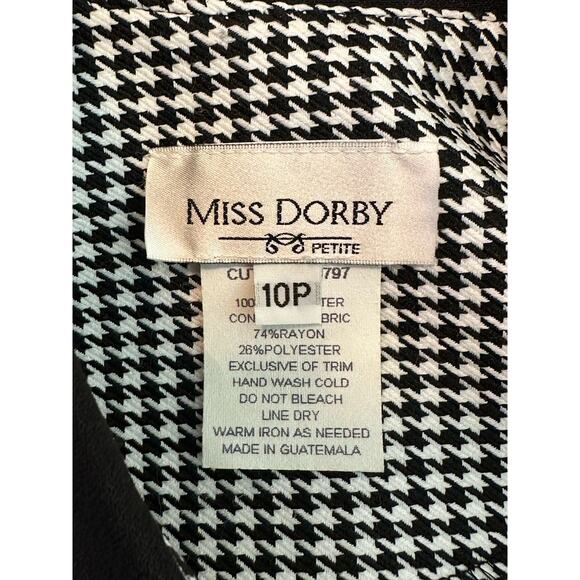 Miss Dorby black white houndstooth button blazer size 10P - Picture 3 of 10